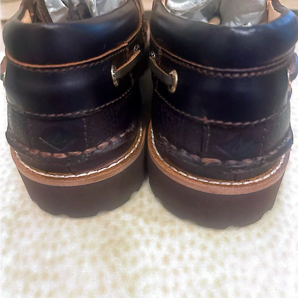 Sperry Brown Leather and Dark Brown Suede Lug Boat Shoes